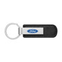 Ford Logo Silver Metal Black PU Leather Strap Key Chain
