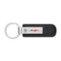 Ford Mustang Script in Red Silver Metal Black PU Leather Strap Key Chain