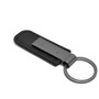 Ford Mustang Gunmetal Black Metal Plate PU Leather Strap Key Chain