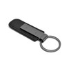 Ford Mustang 50 Years Gunmetal Black Metal Plate PU Leather Strap Key Chain