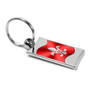 Fleur-De-Lis Red Spun Brushed Metal Key Chain