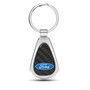 Ford Logo Real Black Carbon Fiber Chrome Metal Teardrop Key Chain