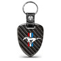 Ford Mustang Tri-Bar Real Black Carbon Fiber Large Shield-Style Key Chain