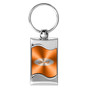 Ford Logo Orange Spun Brushed Metal Key Chain, Official Licensed