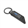 Ford EcoSport Gunmetal Black Gray Metal Plate Carbon Fiber Texture Leather Key Chain