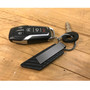 Ford F350 Gunmetal Black Gray Metal Plate Carbon Fiber Texture Black Leather Key Chain