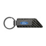 Ford Logo Gunmetal Black Gray Metal Plate Carbon Fiber Texture Black Leather Key Chain
