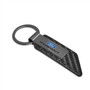 Ford Fusion Gunmetal Black Gray Metal Carbon Fiber Texture Black Leather Key Chain