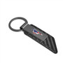 Mustang in USA Flag Gunmetal Black Gray Metal Carbon Fiber Texture Leather Key Chain