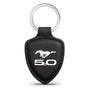 Ford Mustang 5.0 Black Real Leather Shield-Style Key Chain