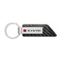 Honda Red Logo Civic Carbon Fiber Texture Black PU Leather Strap Key Chain