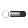 Honda Logo in Red Silver Metal Black PU Leather Strap Key Chain
