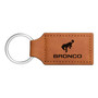 Ford Bronco Rectangular Brown Leather Key Chain