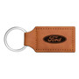 Ford Logo Rectangular Brown Leather Key Chain