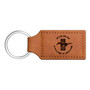Ford Mustang Circle Logo Rectangular Brown Leather Key Chain