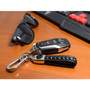 Ford Logo in Black Braided Rope Style Genuine Black Leather Key Chain