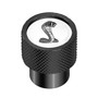 Ford Mustang Cobra in White on Black Aluminum Tire Valve Stem Caps