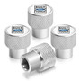 Ford Built-Ford-Tough in White on Silver Chrome Aluminum Tire Valve Stem Caps