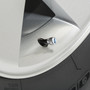 Ford Built-Ford-Tough in White on Silver Chrome Aluminum Tire Valve Stem Caps