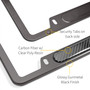 Dodge Challenger Classic Real Carbon Fiber Insert Gunmetal Chrome Stainless Steel License Plate Frame