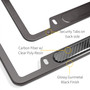 Dodge Charger R/T Real Carbon Fiber Insert Gunmetal Chrome Stainless Steel License Plate Frame