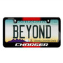 Dodge Charger Racing Stripe Black Metal License Plate Frame