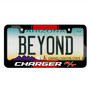 Dodge Charger R/T Racing Stripe Black Metal License Plate Frame