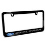 Ford Explorer in 3D Black Letters on Black Metal License Plate Frame
