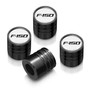 Ford F-150 in White on Black Aluminum Cylinder-Style Tire Valve Stem Caps