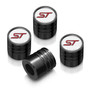 Ford Focus ST in White on Black Aluminum Cylinder-Style Tire Valve Stem Caps