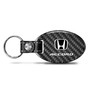 Honda Accord Real Carbon Fiber Large Oval Shape with Black Leather Strap Key Chain