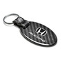 Honda Accord Real Carbon Fiber Large Oval Shape with Black Leather Strap Key Chain