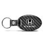 Honda Civic Real Carbon Fiber Large Oval Shape with Black Leather Strap Key Chain