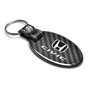 Honda Civic Real Carbon Fiber Large Oval Shape with Black Leather Strap Key Chain