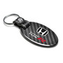 Honda Civic Type-R Real Carbon Fiber Large Oval Shape with Black Leather Strap Key Chain