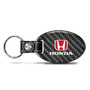 Honda Red Logo Real Carbon Fiber Large Oval Shape with Black Leather Strap Key Chain