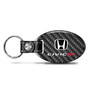 Honda Civic Si Logo Real Carbon Fiber Large Oval Shape with Black Leather Strap Key Chain