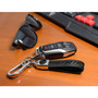 Ford Mustang Cobra in Black Real Carbon Fiber Strap Chrome Hook Key Chain
