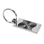 Ford Mustang in Script Gray Spun Brushed Metal Key Chain