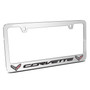 Chevrolet Corvette C7 Dual Logo 3D Embossed Letters on Mirror Chrome Metal License Plate Frame