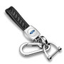 Ford Logo in White Real Black Carbon Fiber Loop-Strap Chrome Hook Key Chain