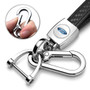 Ford Logo in White Real Black Carbon Fiber Loop-Strap Chrome Hook Key Chain