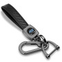 Ford Focus RS Logo in Black on Real Carbon Fiber Loop-Strap Dark Gunmetal Hook Key Chain