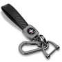 Ford Mustang Tri-Bar Logo in Black on Real Carbon Fiber Loop-Strap Dark Gunmetal Hook Key Chain