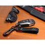 Ford Mustang Logo in Black on Real Carbon Fiber Loop-Strap Dark Gunmetal Hook Key Chain