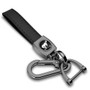 Ford Bronco Logo in Black on Black Leather Loop-Strap Dark Gunmetal Hook Key Chain
