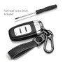 Ford Bronco Logo in Black on Black Leather Loop-Strap Dark Gunmetal Hook Key Chain