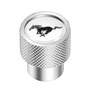 Ford Mustang Pony in White on Silver Chrome Aluminum Tire Valve Stem Caps