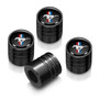 Mustang Tri-Bar Black on Black Aluminum Cylinder-Style Tire Valve Stem Caps