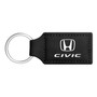 Honda Civic Rectangular Black Leatherette Key Chain